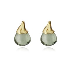 Green amethyst acorn stud earrings by Mounir