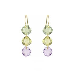 Amethyst and lemon quartz drop earrings by Mounir