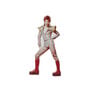 Wooden pin badge showing David Bowie in a futuristic red attire
