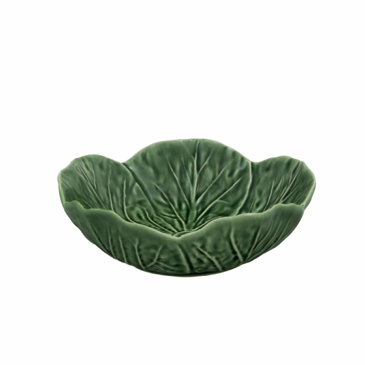 A quirky glazed earthenware dish in the form of a cabbage leaf - a humble homage to nature for food lovers.